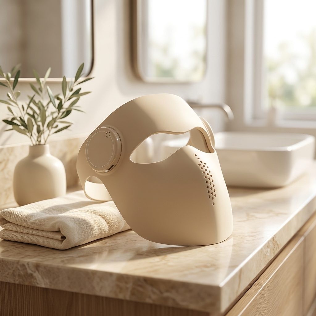 Limyaré Photon LED Face Mask — lifestyle vanity scene