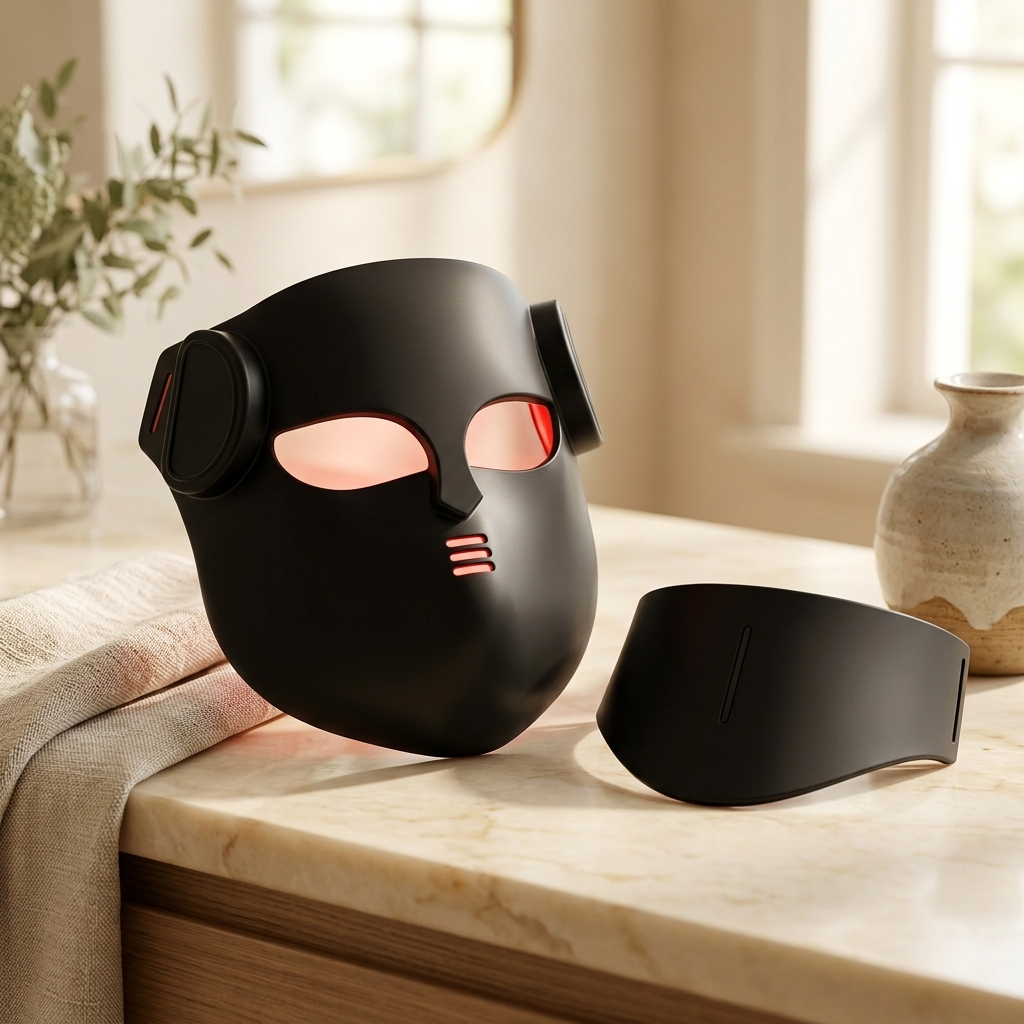 Limyaré 4D LED Face & Neck Mask — lifestyle vanity scene