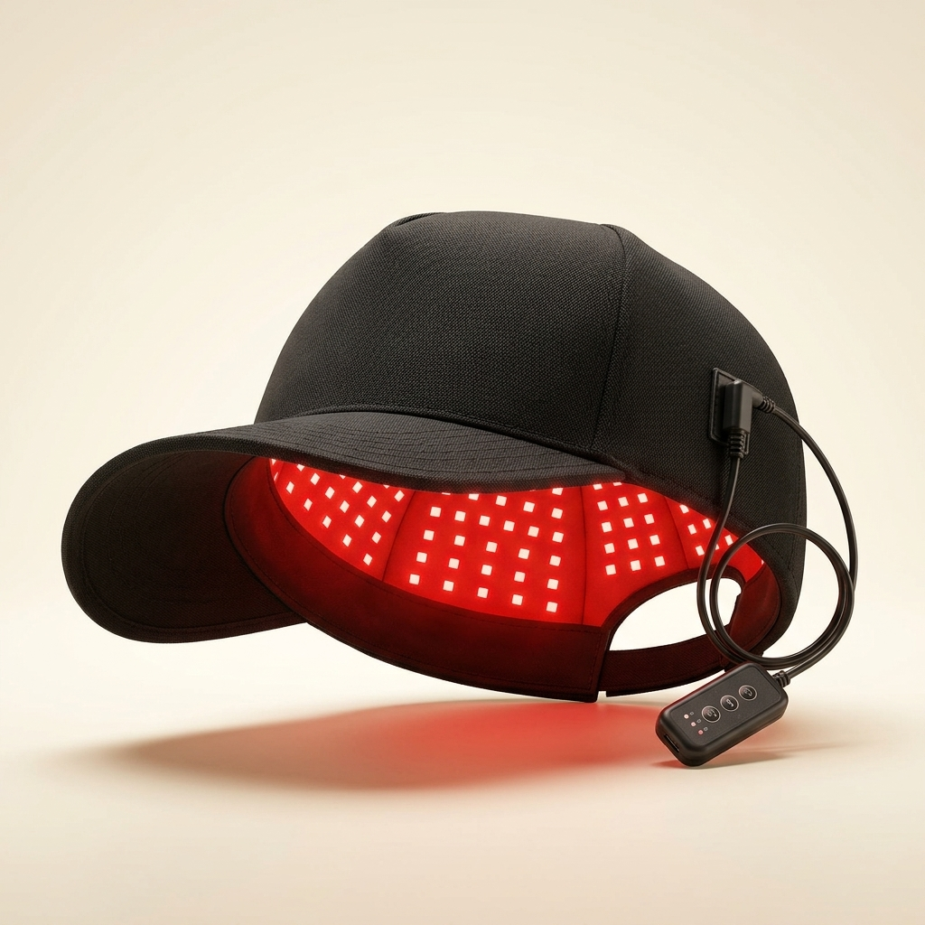 Limyaré Pro Red Light Hair Cap — three-quarter angle