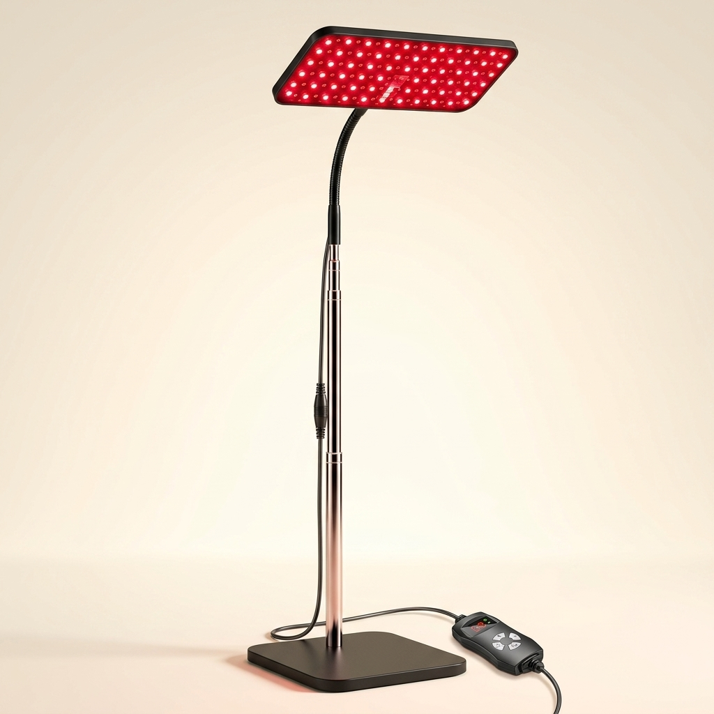Limyaré Red Light Therapy Lamp — on gooseneck stand, studio hero